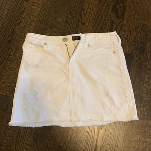 white denim skirt w/ rips